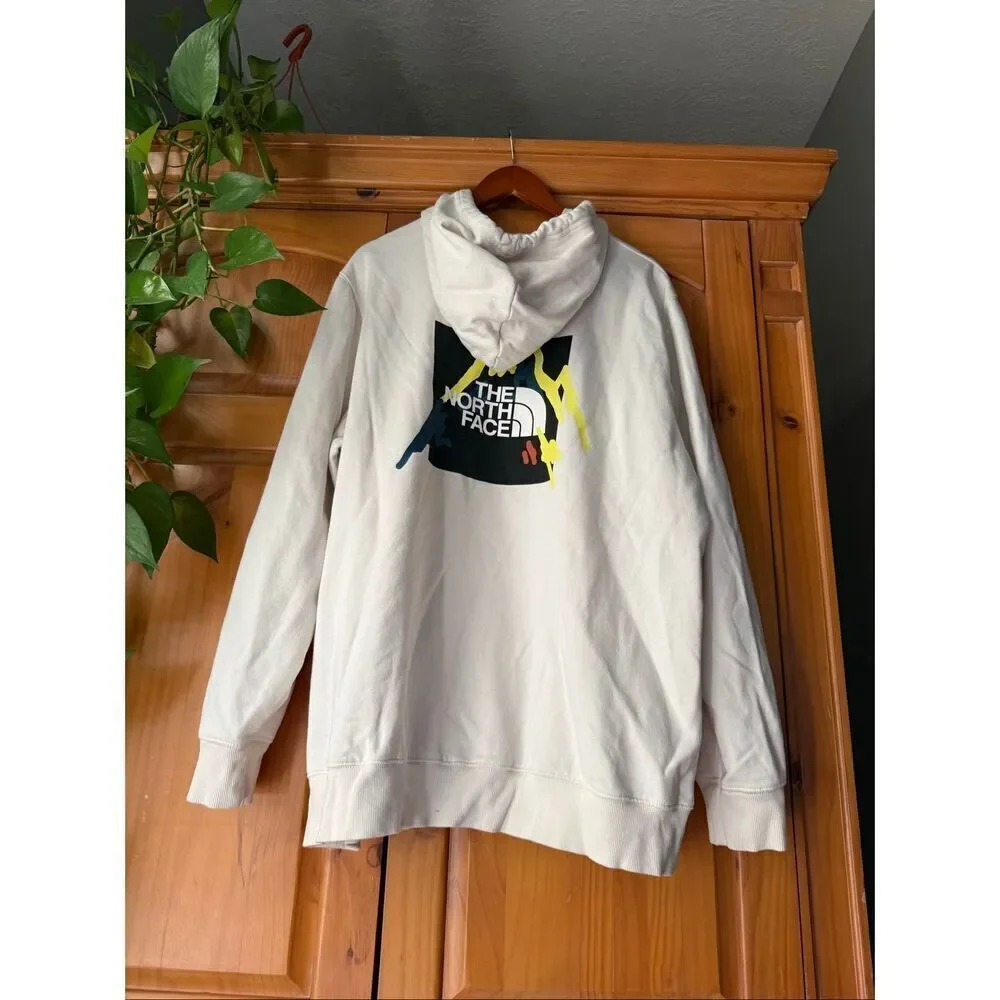 The North Face Men’s Back Graphic Hoodie XXL – Cream / Multicolor Logo